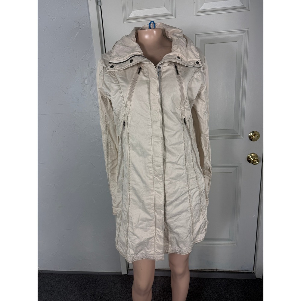 Kuhl Lena Women's Trench Coat M Long jacket Cotton Zip Hooded Outdoor P3-15